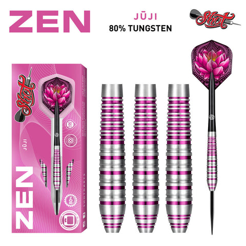 Shot Darts - Zen Juji Steel Tip Dart Set - 80% Tungsten - 24gm