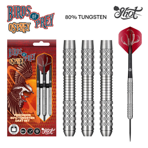 Shot Darts - Birds of Prey Osprey Steel Tip Dart Set - 80% Tungsten - 23gm