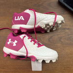 3Y Under Armour Softball Cleats - White/Pink